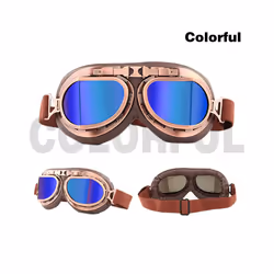 Motorcycle Helmet Goggles Windproof Glasses Motorbike Steampunk Retro - Copper  colorful