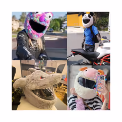 Plush Cover for Motorcycle Helmet Accessories Full Helmet Case Motorcycle - L, Black-green demon