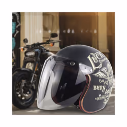 Motorcycle Helmet Bubble Visor 3-Snap Design Open Face Helmet Visor with - E