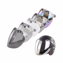 Motorcycle Helmet Bubble Visor 3-Snap Design Open Face Helmet Visor with - B