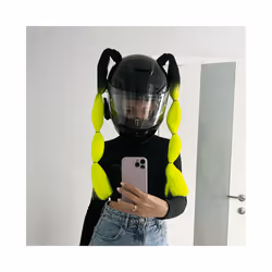 ) 2pcs/pair New Motorcycle Helmet Braids Wig Loose Wig Braid Motorbike Helmet - B41(No helmet