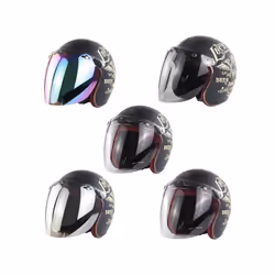 U90C Motorcycle Helmet Bubble Visor 3-Snap Design Open Face Helmet Visor - Deep tea