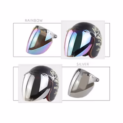 U90C Motorcycle Helmet Bubble Visor 3-Snap Design Open Face Helmet Visor - colorful