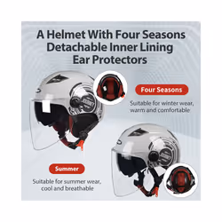YEMA Half Helmet for Moto Motorcycle Bike Electric Motorbike Double Lens - D2