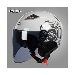 YEMA Half Helmet for Moto Motorcycle Bike Electric Motorbike Double Lens - A2