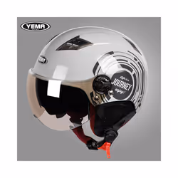 YEMA Half Helmet for Moto Motorcycle Bike Electric Motorbike Double Lens - A3