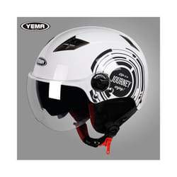 YEMA Half Helmet for Moto Motorcycle Bike Electric Motorbike Double Lens - B2
