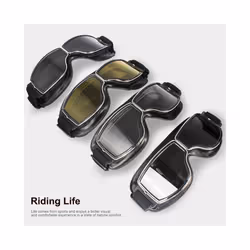 Men Retro Motorcycle Helmet Goggles Steampunk Motocross Glasses Windproof - Transparent Lenses