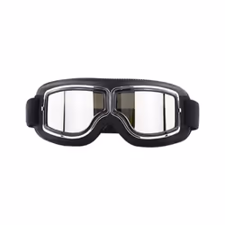 Universal Motorcycle Vintage Goggles Pilot Motorbike Scooter Biker Glasses - Silver Lens