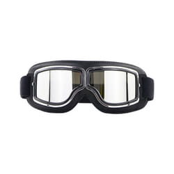 Universal Motorcycle Vintage Goggles Pilot Motorbike Scooter Biker Glasses - Silver Lens