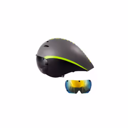 Aero Goggles Bicycle Helmet TT Triathlon Road Bike Helmets Timetrial - Black 2 lens B