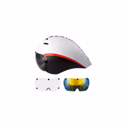 Aero Goggles Bicycle Helmet TT Triathlon Road Bike Helmets Timetrial - White 3 lens