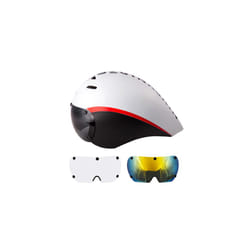 Aero Goggles Bicycle Helmet  TT Triathlon Road Bike Helmets Timetrial - White 3 lens