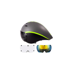 Aero Goggles Bicycle Helmet  TT Triathlon Road Bike Helmets Timetrial - Black 3 lens