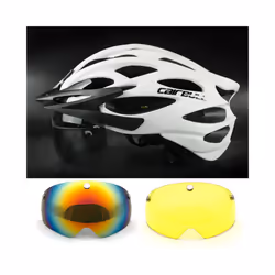 Ultralight Road Cycling Helmet With Taillight Red and Visor Sport Helmet - white-2
