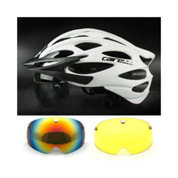 Ultralight Road Cycling Helmet With Taillight Red and Visor Sport Helmet - white-2