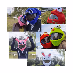 Motorcycle Helmet Cartoons Plush Helmet Protective Cover Helmet Full Face - C