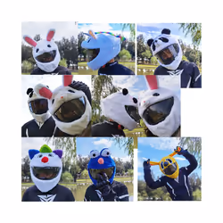 Motorcycle Helmet Cartoons Plush Helmet Protective Cover Helmet Full Face - C