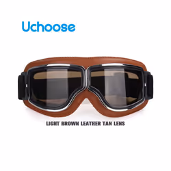 Windproof Motorcycle Helmet Glasses Leather Safety Protective Anti-glare - LB-Tea Lens