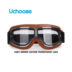 Windproof Motorcycle Helmet Glasses Leather Safety Protective Anti-glare - LB-Clear Lens
