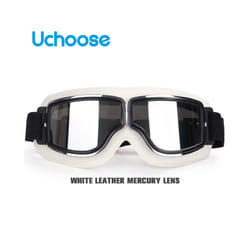 Windproof Motorcycle Helmet Glasses Leather Safety Protective Anti-glare - W-Silver Lens