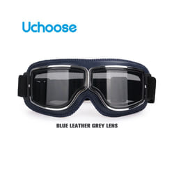 Windproof Motorcycle Helmet Glasses Leather Safety Protective Anti-glare - B2-Grey Lens