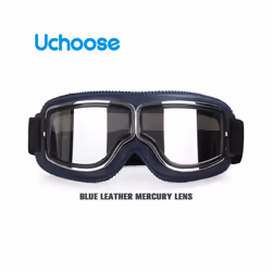 Windproof Motorcycle Helmet Glasses Leather Safety Protective Anti-glare - B2-Silver Lens