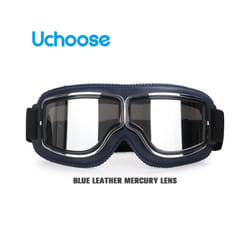 Windproof Motorcycle Helmet Glasses Leather Safety Protective Anti-glare - B2-Silver Lens