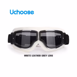 Windproof Motorcycle Helmet Glasses Leather Safety Protective Anti-glare - W-Grey Lens