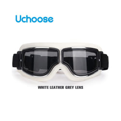 Windproof Motorcycle Helmet Glasses Leather Safety Protective Anti-glare - W-Grey Lens