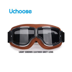 Windproof Motorcycle Helmet Glasses Leather Safety Protective Anti-glare - LB-Grey Lens
