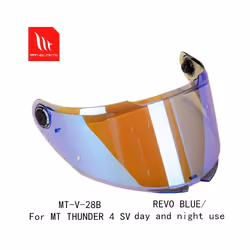 MT replacement face shield for model THUNDER 4 SV helmet MT-V-28B helmet - REVO BLUE