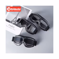 Universal Motorcycle Vintage Goggles Leather Motorbike Scooter Biker Moto - Brown-Black
