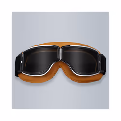 Retro Leather Motorcycle Goggles Vintage Pilot Glasses Windproof Universal - Brown-Grey lens