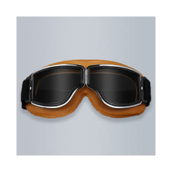 Retro Leather Motorcycle Goggles Vintage Pilot Glasses Windproof Universal - Brown-Grey lens