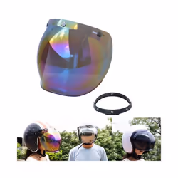 Anti Fog Bubble Visor 3-Snap Windshield Motorcycles Helmet-Lens+Frame - T