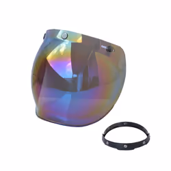 Anti Fog Bubble Visor 3-Snap Windshield Motorcycles Helmet-Lens+Frame - C