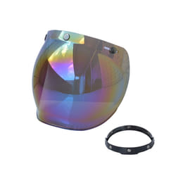 Vintage Motorcycles Helmets Bubble Visors Lens With Shield- 3 Button Open - C