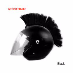Mohawk Helmet Wig Cuttable Helmet Decorations Wigs Cockscomb Motocross - Black