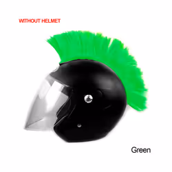 Mohawk Helmet Wig Cuttable Helmet Decorations Wigs Cockscomb Motocross - Green