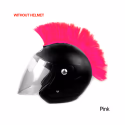 Mohawk Helmet Wig Cuttable Helmet Decorations Wigs Cockscomb Motocross - Pink