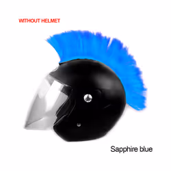 Mohawk Helmet Wig Cuttable Helmet Decorations Wigs Cockscomb Motocross - Sapphire blue