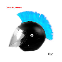 Mohawk Helmet Wig Cuttable Helmet Decorations Wigs Cockscomb Motocross - Blue