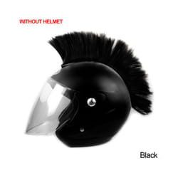Mohawk Helmet Wig Cuttable Helmet Decorations Wigs Cockscomb Motocross - Black