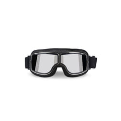 Foldable Retro Motocross Goggles Vintage Leather Motorcycle Glasses Windproof - Silver Lenses