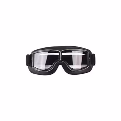 Foldable Retro Motocross Goggles Vintage Leather Motorcycle Glasses Windproof - Transparent lens