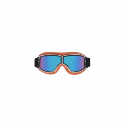 Foldable Retro Motocross Goggles Vintage Leather Motorcycle Glasses Windproof - Silver Lenses 2