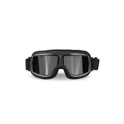 Foldable Retro Motocross Goggles Vintage Leather Motorcycle Glasses Windproof - Grey Lenses