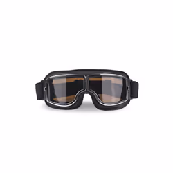 Foldable Retro Motocross Goggles Vintage Leather Motorcycle Glasses Windproof - Brown Lenses