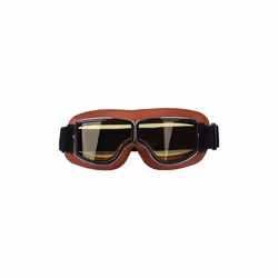 Foldable Retro Motocross Goggles Vintage Leather Motorcycle Glasses Windproof - Yellow Lenses 2